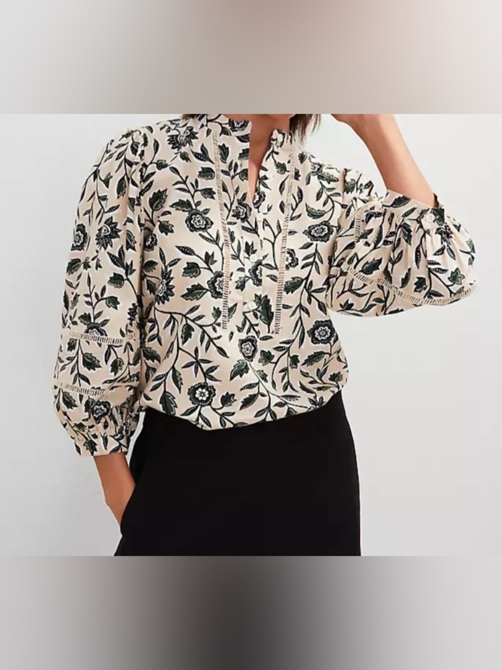 Ann Taylor Petite Floral Linen Blend Top Sz MP